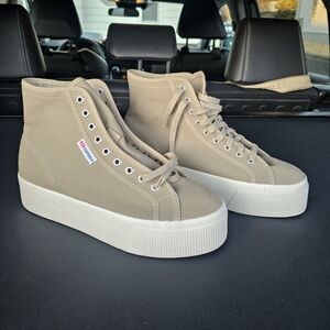 Superga Women's High-Top Canvas Sneakers - Beige